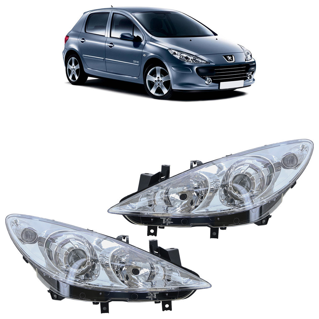 Par Farol Dianteiro 307 2007 2008 2009 2010 2011 2012 Máscara Cromada - Spare Parts and Accessories for Vehicles