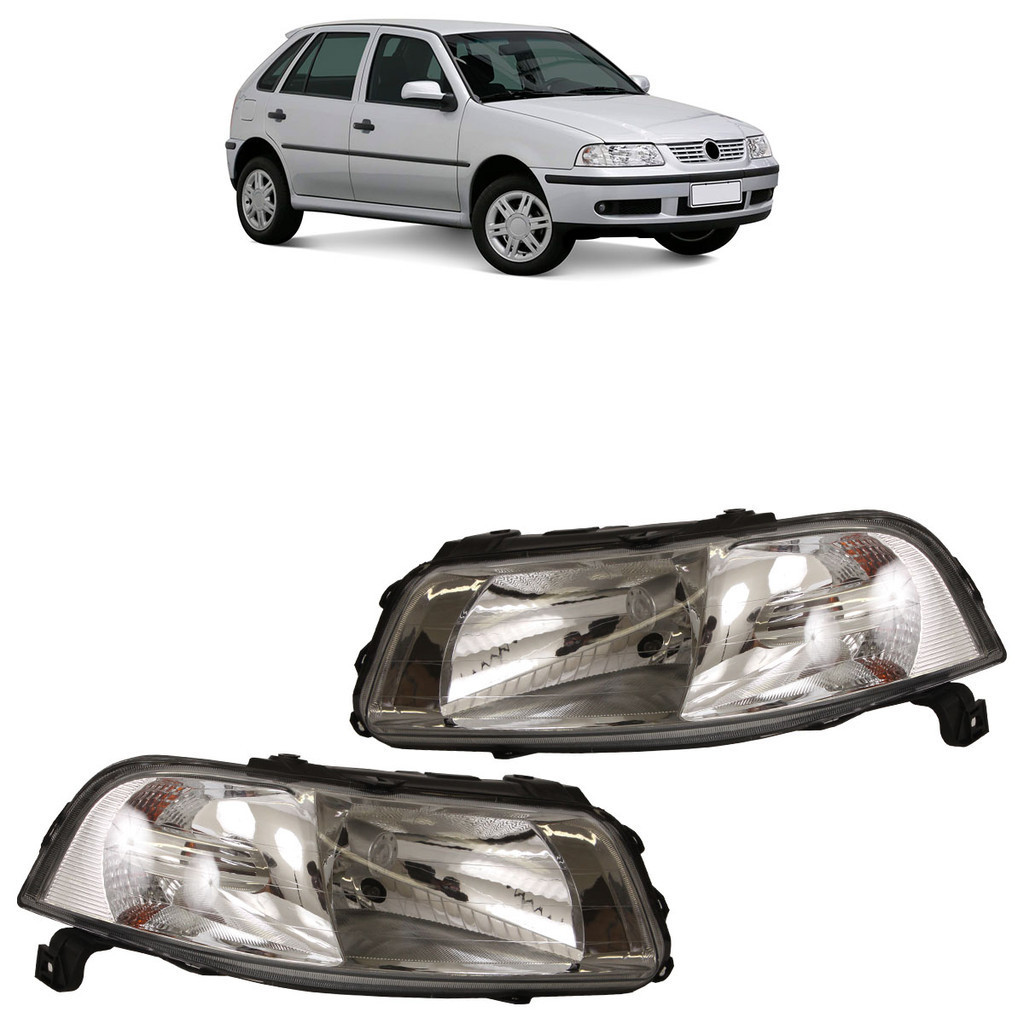 Par Farol Dianteiro Gol G3 1999 2000 2001 2002 2003 2004 2005 Máscara Cromada - Spare Parts and Accessories for Vehicles