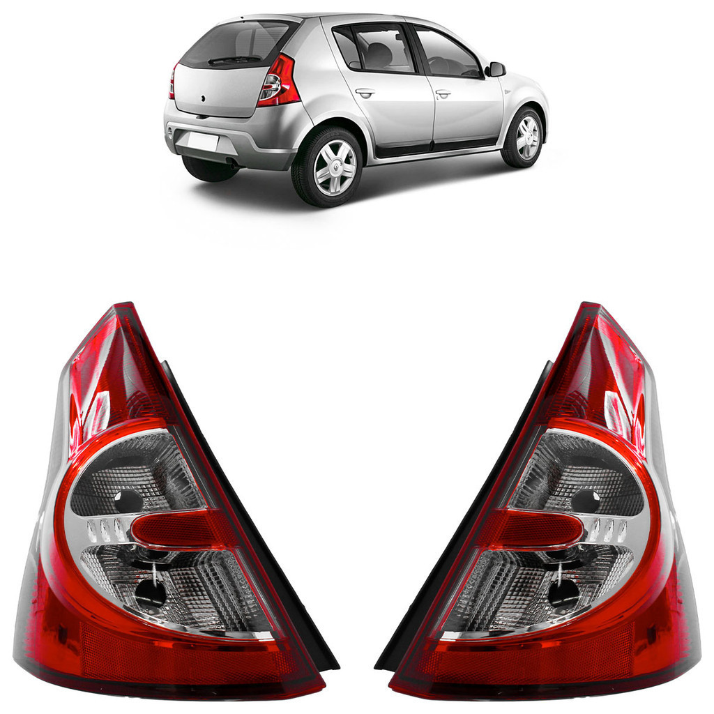 Par Lanterna Traseira Sandero 2007 2008 2009 2010 2011 Bicolor Lente Acrilico - Spare Parts and Accessories for Vehicles
