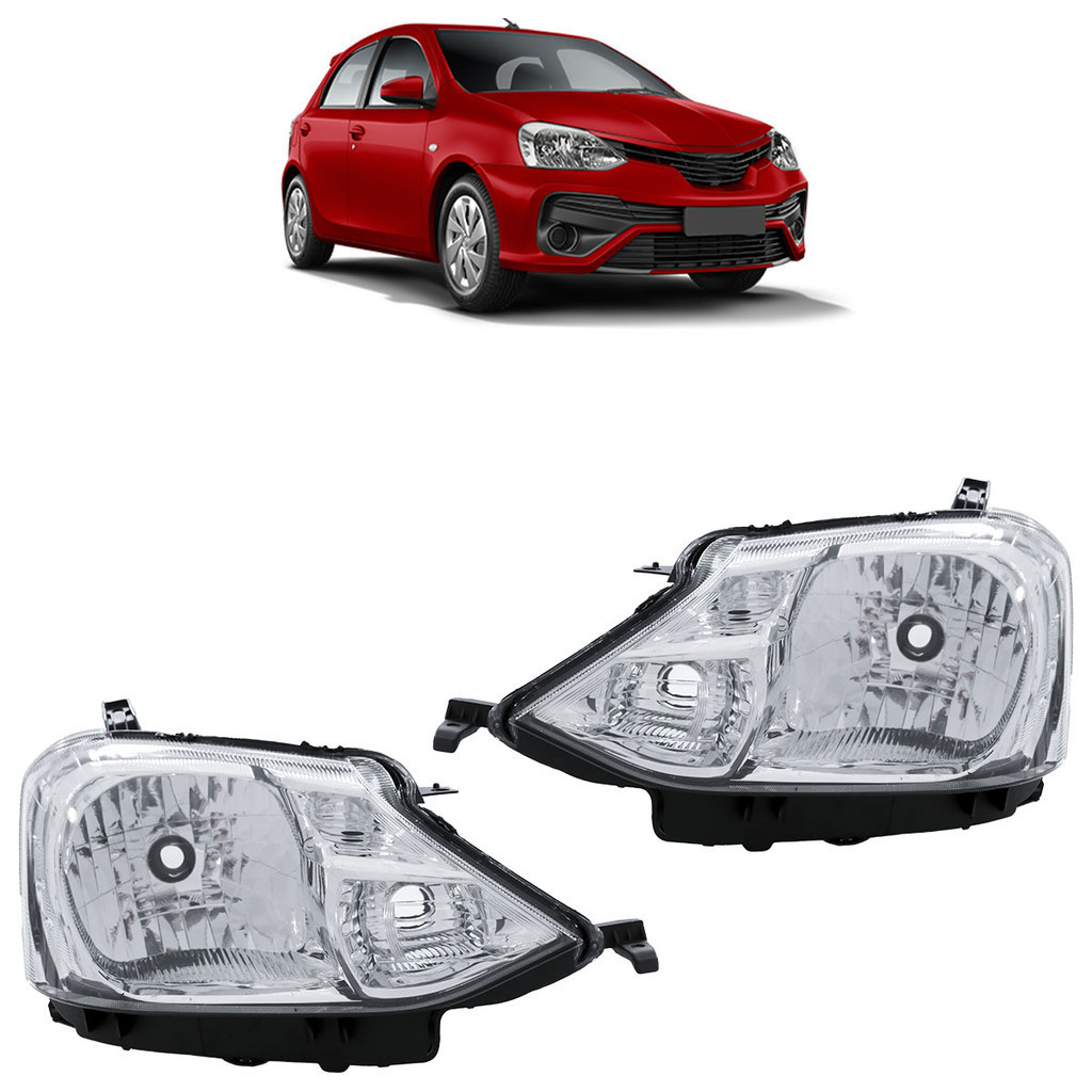 Par Farol Dianteiro Etios 2013 2014 2015 2016 2017 2018 2019 Máscara Cromada Foco Simples Lente Lisa