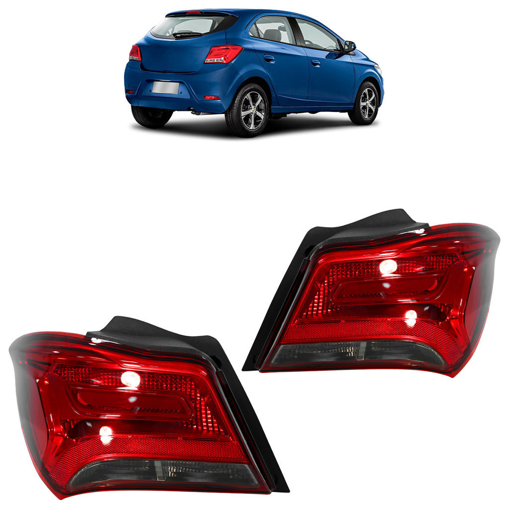 Par Lanterna Traseira Onix LT LTZ 2017 2018 2019 Bicolor Fumê - Spare Parts and Accessories for Vehicles