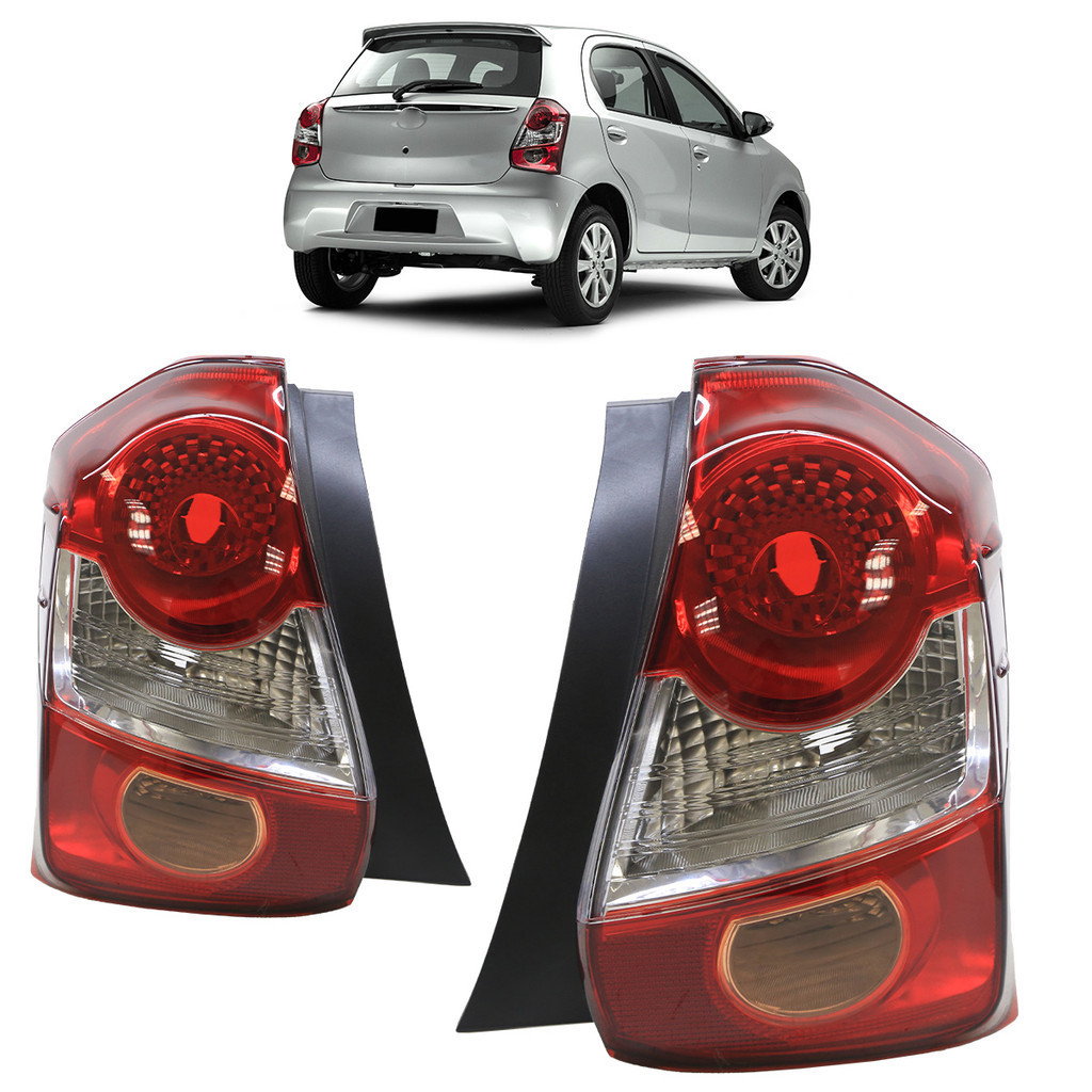 Par Lanterna Traseira Etios Hatch 2013 2014 2015 2016 2017 2018 2019 2020 Tricolor Lente Estriada Acrilico