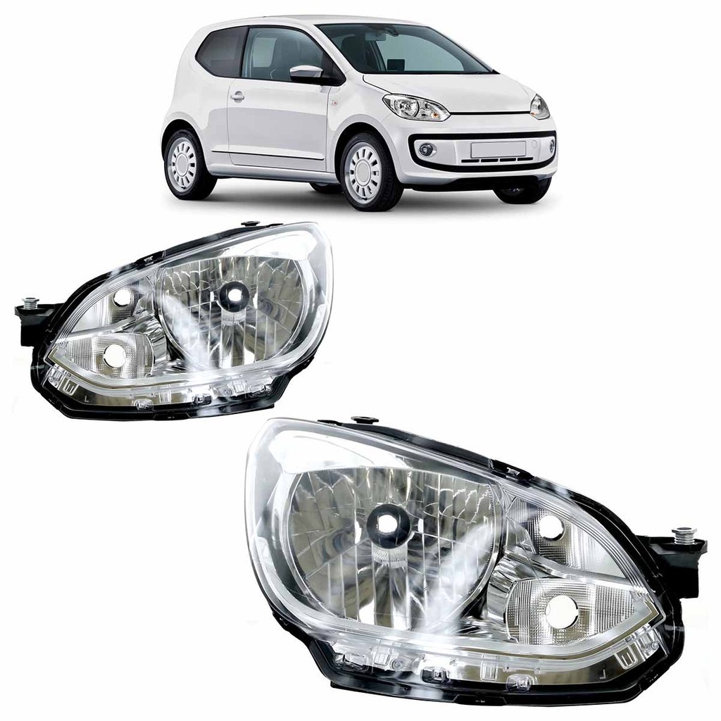 Par Farol Dianteiro Up! 2014 2015 2016 2017 Máscara Cromada Foco Simples Lente Lisa em Oferta na Shopee