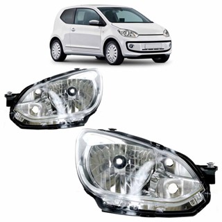 Par Farol Dianteiro Up! 2014 2015 2016 2017 Máscara Cromada Foco Simples Lente Lisa em Oferta na Shopee