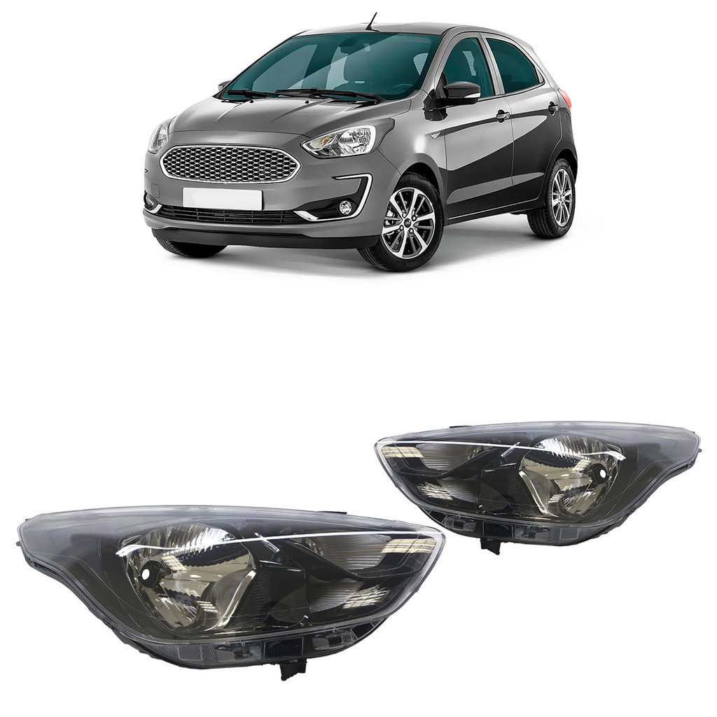 Par Farol Dianteiro Ka 2019 2020 2021 2022 2023 Máscara Negra Foco Simples Lente Lisa Acrilico