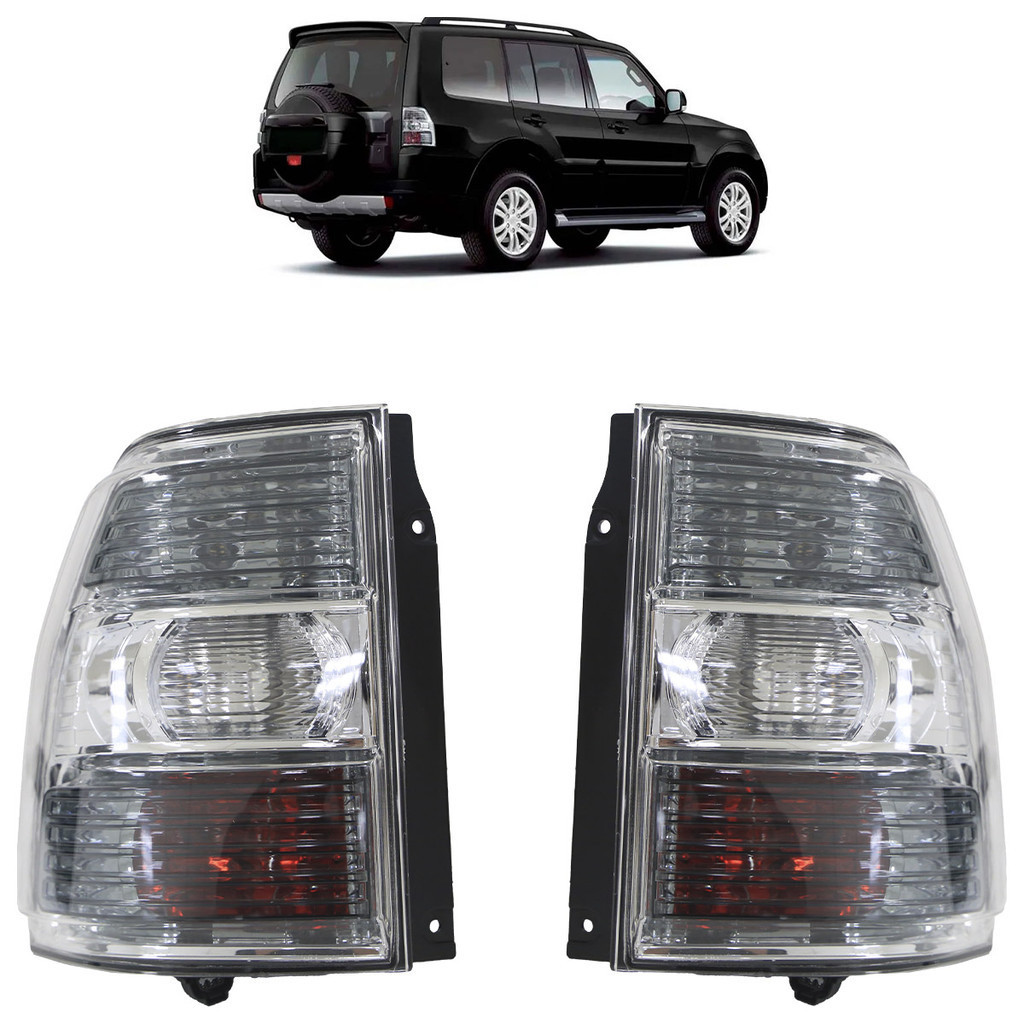 Par Lanterna Traseira Pajero 4 Portas 2008 2009 2010 2011 2012 2013 2014 Bicolor Lente Estriada em Acrílico - Spare Parts and Accessories for Vehicles