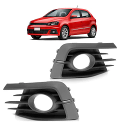 Par Moldura Grade Milha Gol G7 2016 2017 2018 Preto Com Furo Texturizado