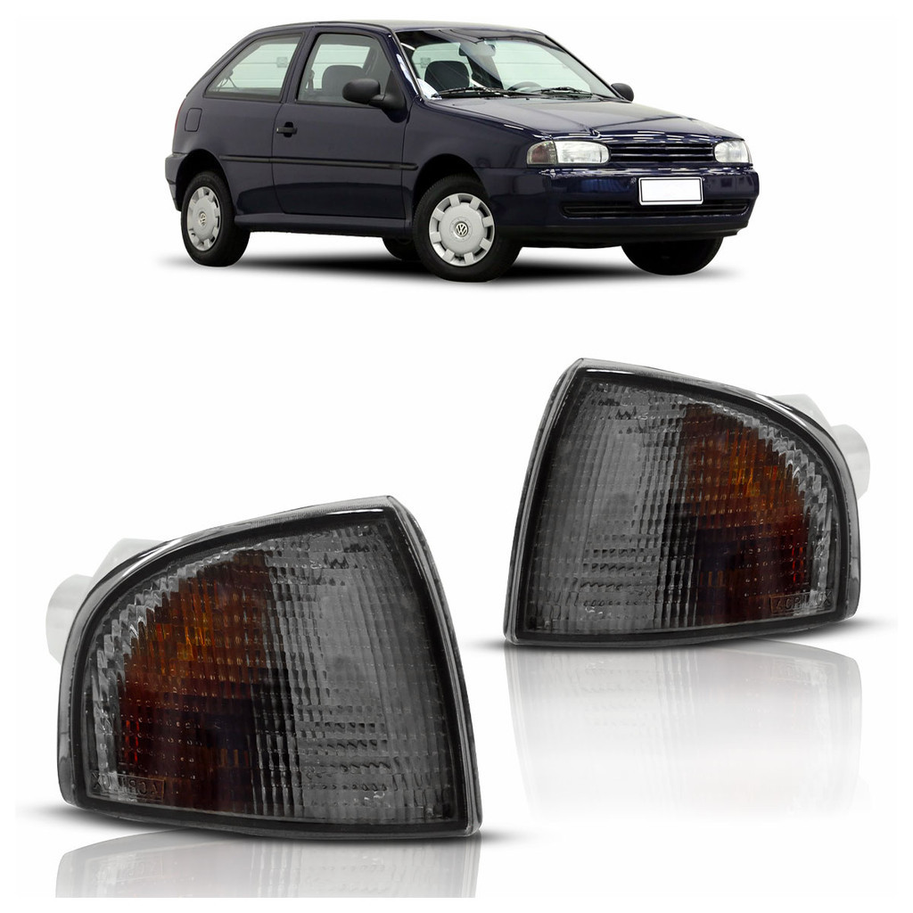 Par Lanterna Dianteira Pisca Seta Gol Bola G2 1995 1996 1997 1998 1999 Fumê Lente Estriada Acrilico - Spare Parts and Accessories for Vehicles