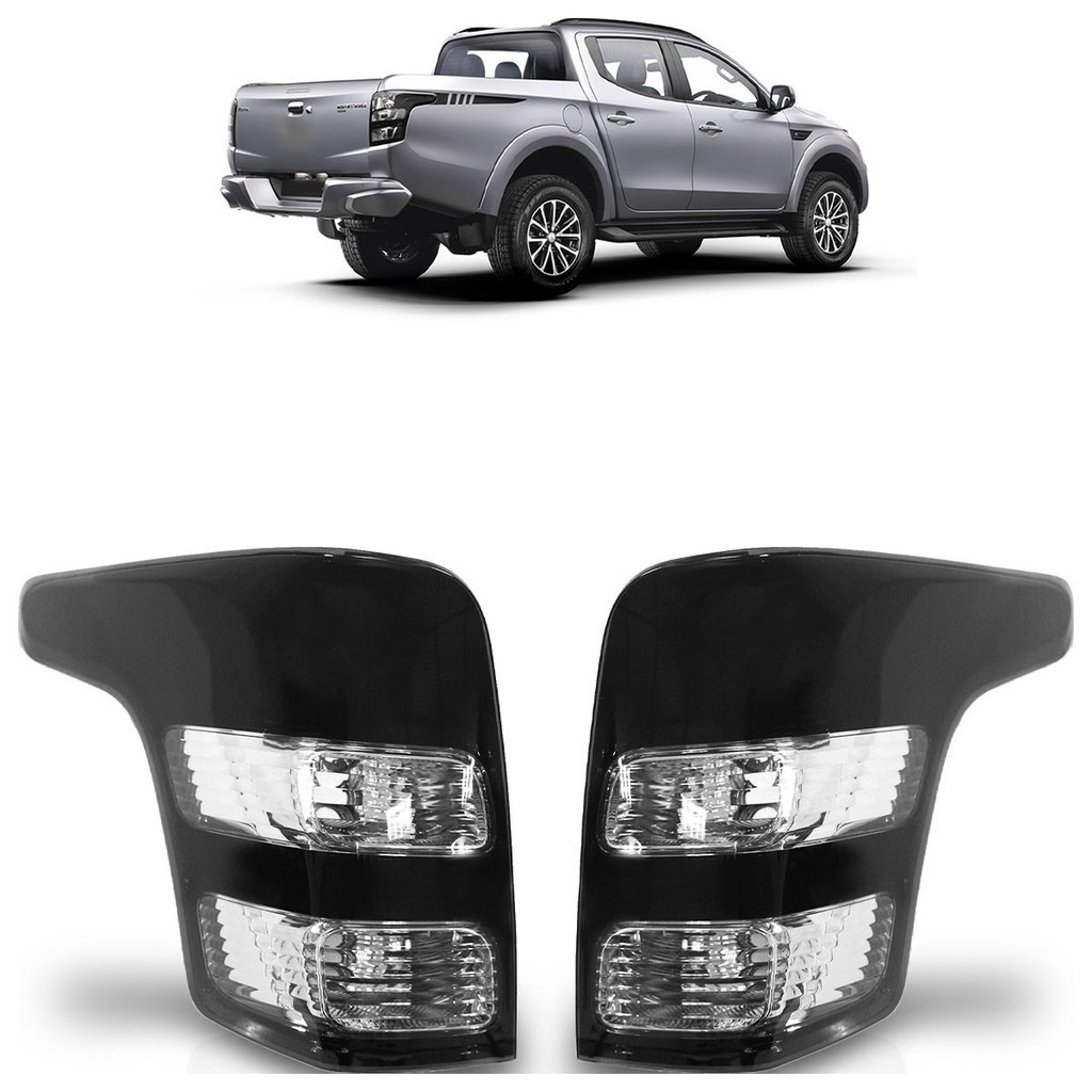 Par Lanterna Traseira L200 Triton Sport 2016 2017 2018 2019 2020 2021 Cristal e Fumê