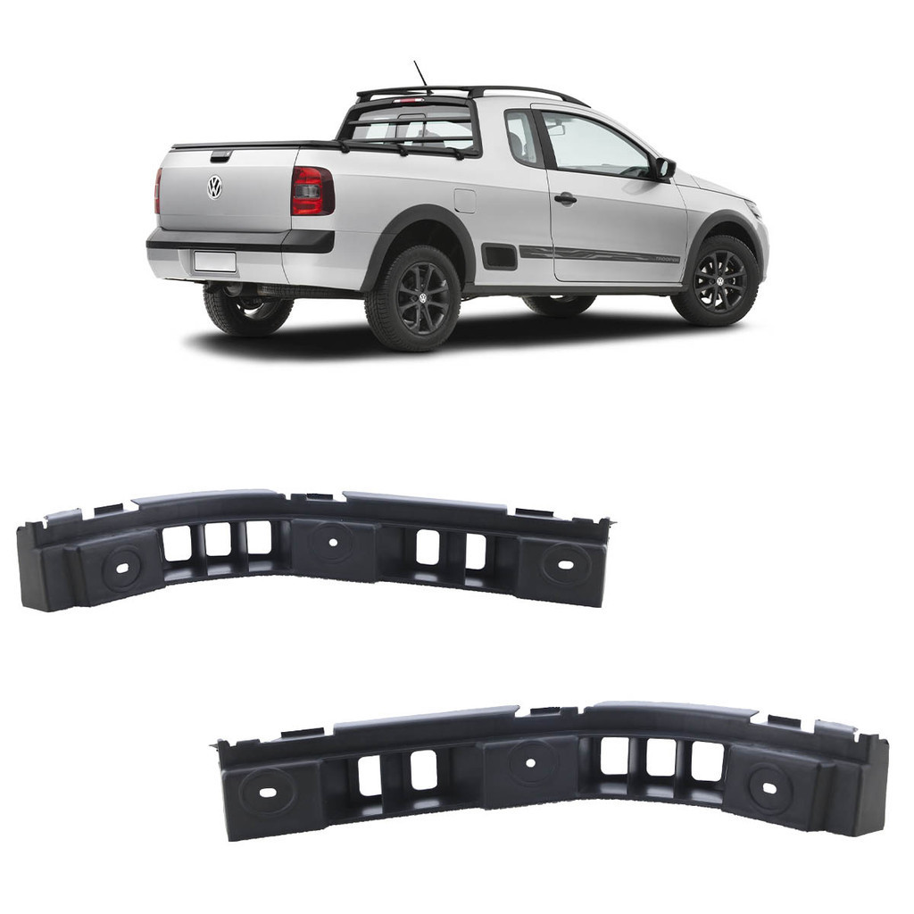 Par Suporte Guia Parachoque Traseiro Saveiro G5 G6 G7 2009 2010 2011 2012 2013 2014 2015 2016 2017 2018 Preto - Spare Parts and Accessories for Vehicles