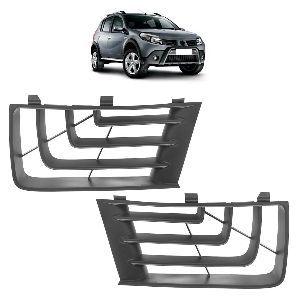 Par Grade Parachoque Dianteiro Sandero Stepway 2008 2009 2010 2011 Preto Liso - Spare Parts and Accessories for Vehicles