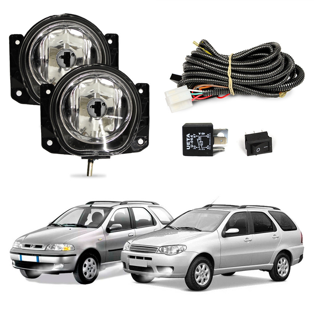 Kit Farol De Milha Palio Weekend G2 G3 2001 A 2012 Completo com Chicote para Instalação