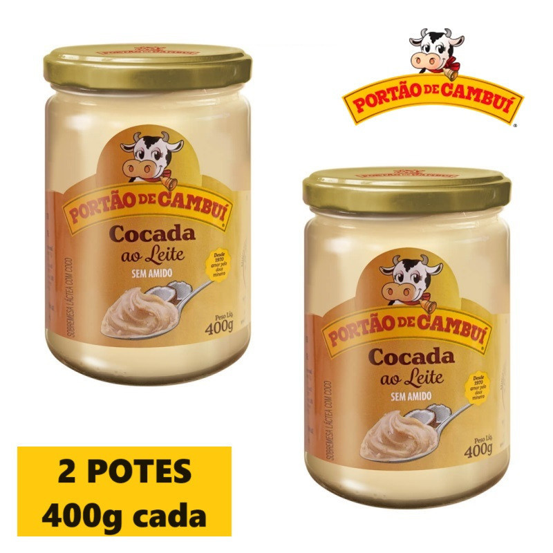 Cocada ao Leite Portão de Cambui - Pastoso 400g - 02 Potes - Cocada Cremosa - Sem Amido