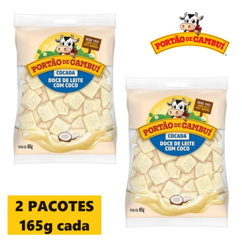 Cocada ao Leite Portão de Cambui - Tabletes 165g - 02 Pacotes - Sem Amido