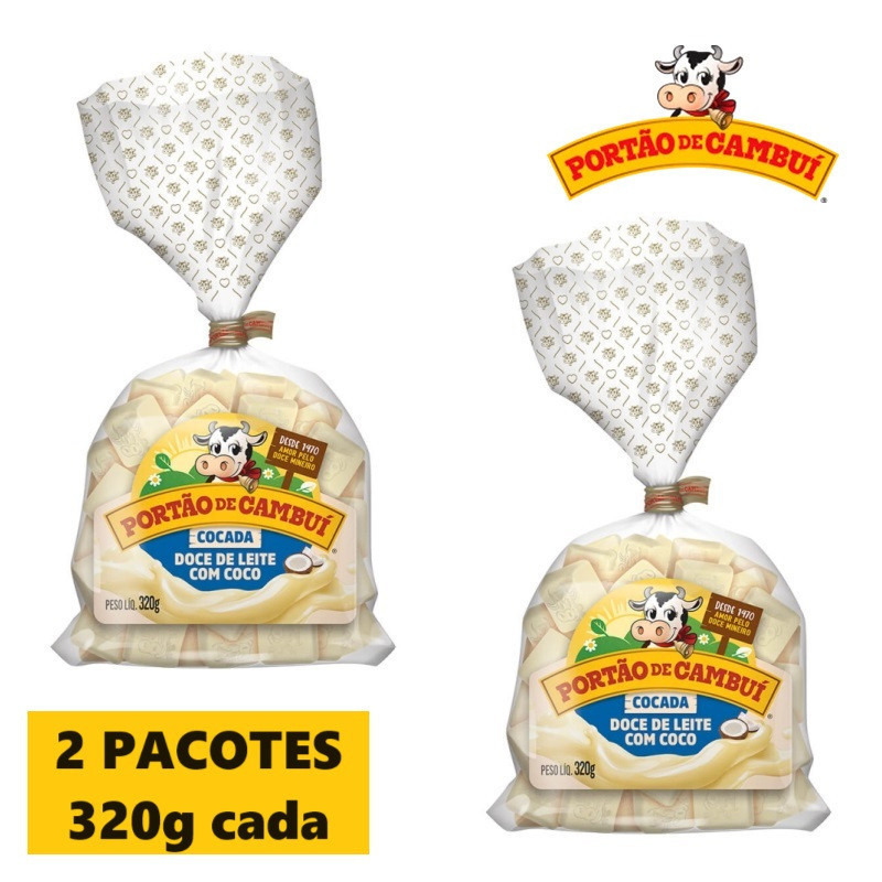 Cocada ao Leite Portão de Cambui - Tabletes 320g - 02 Pacotes - Sem Amido
