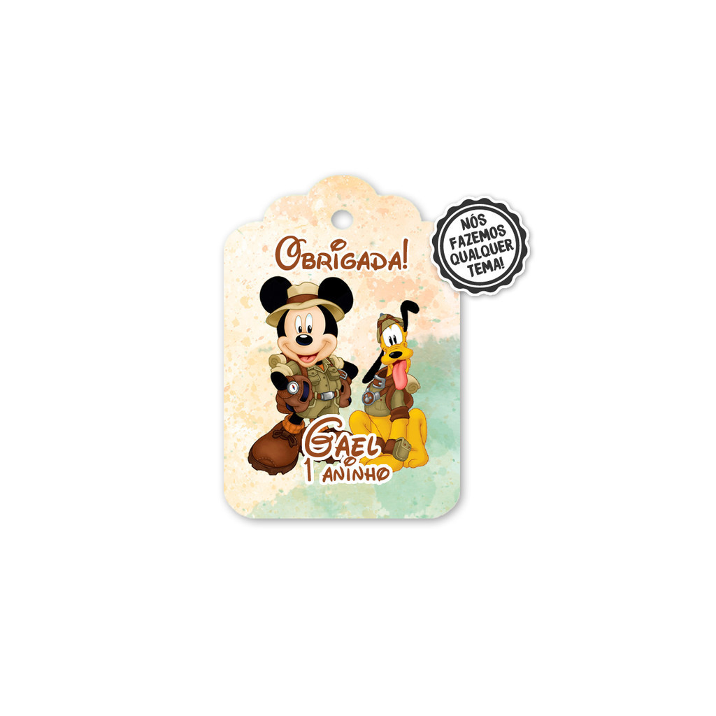 22 Tag de Agradecimento e lembrança Aplique Tag Topper  Kit Festa Infantil 3d Tubete Personalizado Lembrancinha Caixinha Latinha tubetes Personalizados Mickey Safari Baby Cute