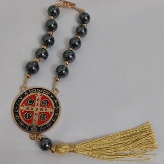 Dezena Terço Para Retrovisor Hematita São Bento, Aparecida em Oferta na Shopee