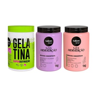 Kit com 2 Máscaras SOS Hidratação + Gelatina Todecacho Salon Line