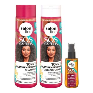 Kit Shampoo, Condicionador e Óleo de Tratamento SOS Cachos 10 em 1 Multibenefícios em Oferta na Shopee