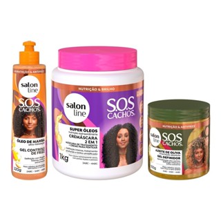 Kit Verão SOS Cachos - Cremáscara, Gel Ativador e Gel Definidor