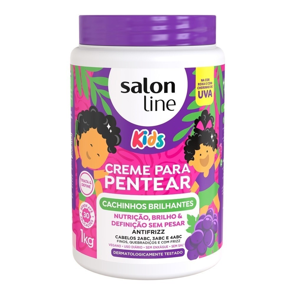 Creme para Pentear Kids Cachinhos Brilhantes Uva 1kg