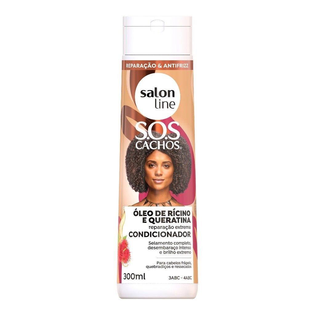 Condicionador SOS Cachos Rícino e Queratina Salon Line 300ml em Oferta na Shopee