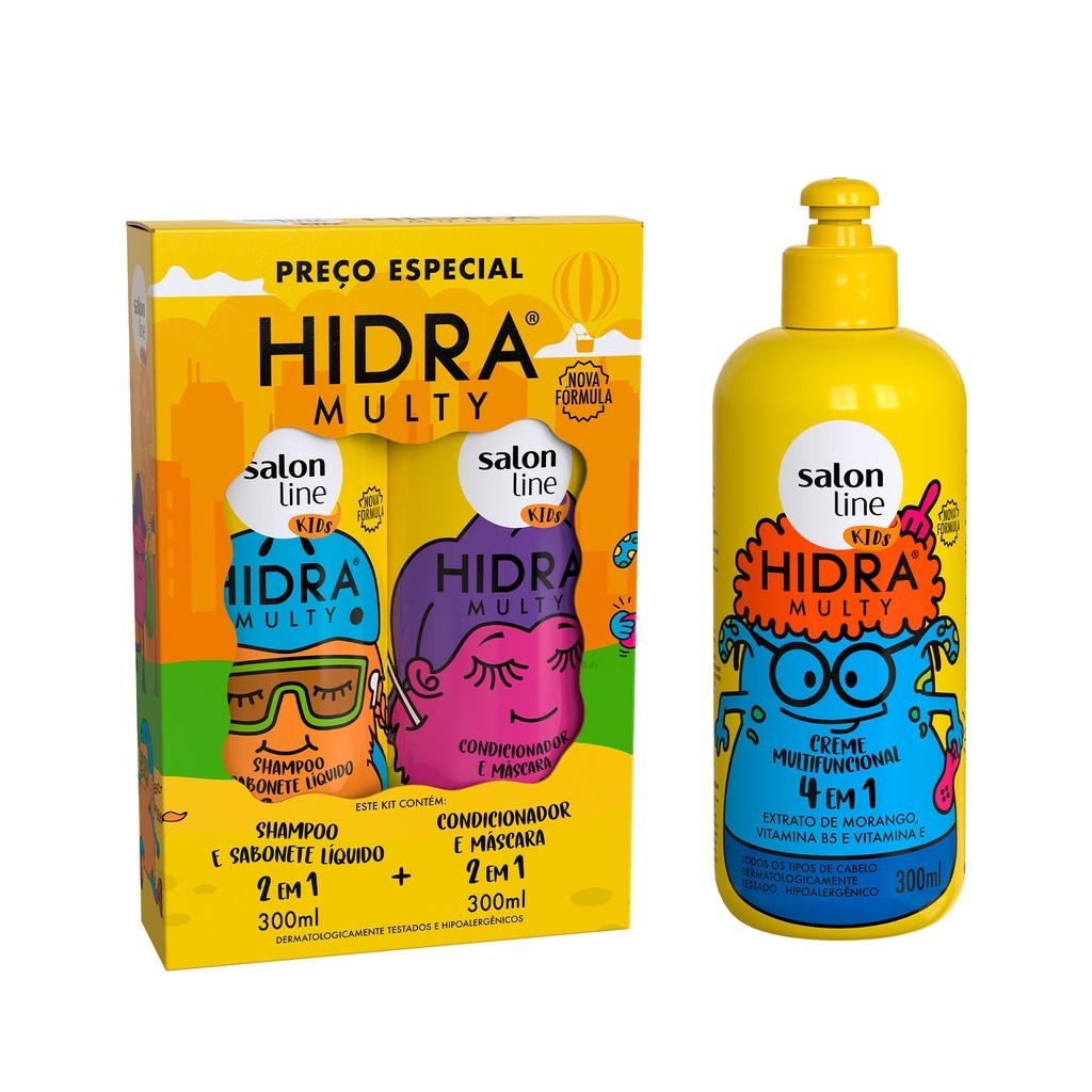 Hidra Multy Kids Shampoo + Condicionador + Creme - Salon Line