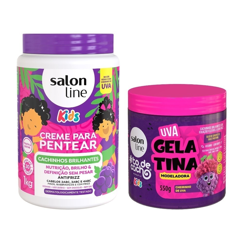 Kit Creme para Pentear e Gelatina Uva todecacho Kids