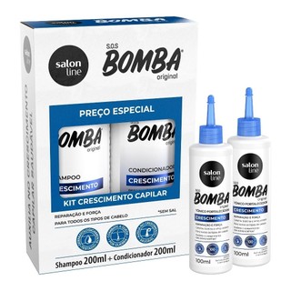 Kit SOS Bomba Original 200ml + 2 Tônicos Crescimento Acelerado Salon Line em Oferta na Shopee