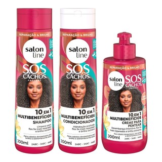 Kit SOS Cachos + Poderosos com 3 Produtos Salon Line em Oferta na Shopee