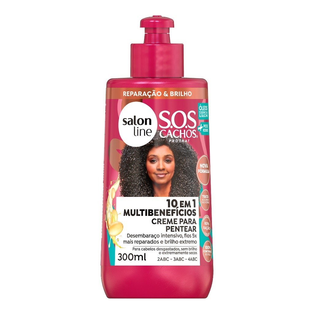 Creme para Pentear SOS Cachos + Poderosos 3 a 4ABC Salon Line 300ml - Beauty