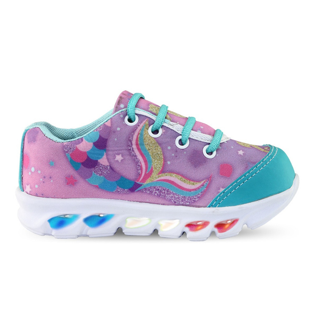 Tenis de led infantil feminino Sereia com luz luzinhas meninas