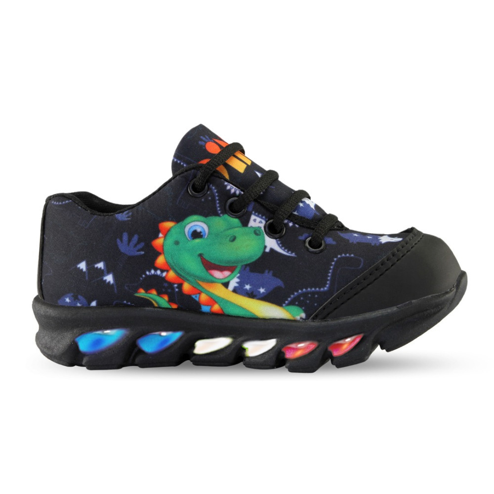 Tenis de led infantil do dino dinossauro com luz luzinhas meninos masculino