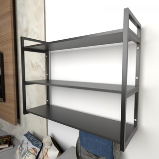 Prateleira industrial com três níveis cor preto 68x30x90 E-Nichos
