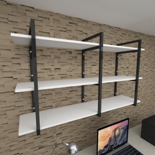 Prateleira industrial escritório aço preto 30cm branca ind12bes E-Nichos em Oferta na Shopee