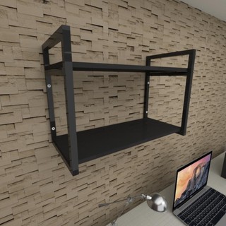 Prateleira industrial escritório aço preto 30cm preto ind01pes E-Nichos