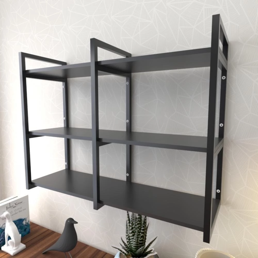 Prateleira industrial com três níveis cor preto 68x30x90 E-Nichos — imagem 1