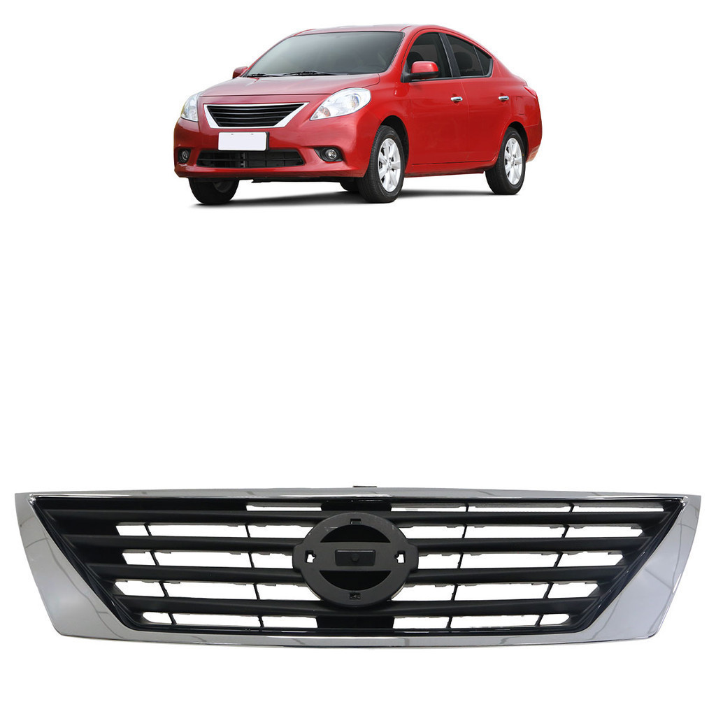 Grade Dianteira Versa 2011 2012 2013 2014 Preto Moldura Cromada em Oferta na Shopee