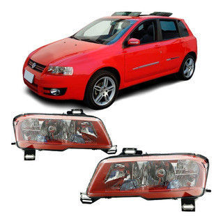 Par Farol Stilo 2008 2009 2010 2011 2012 Máscara Vermelho Modena Com Milha Plug Quadrado