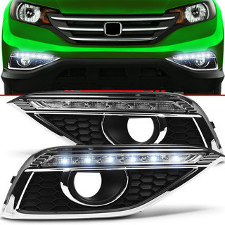 Par Moldura Grade Milha Daylight Crv 2014 2015 2016 Led Com Furo Moldura Cromada em Oferta na Shopee