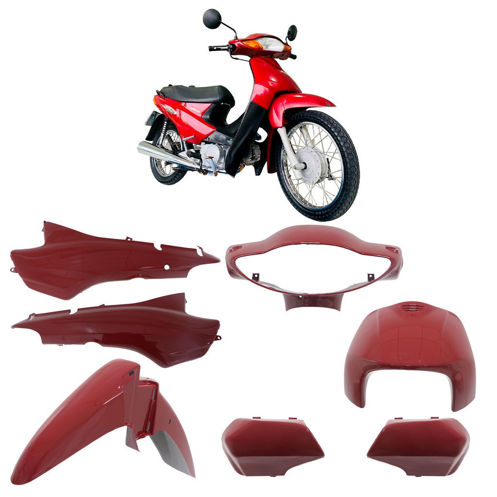Kit Completo Carenagem Biz 100 2002 2003 Vermelho 7 Peças em Oferta na Shopee