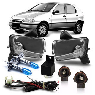 Kit Farol Milha Auxiliar Strada G1 Weekend 1996 1997 1998 1999 2000 Botão Universal + Super Branca