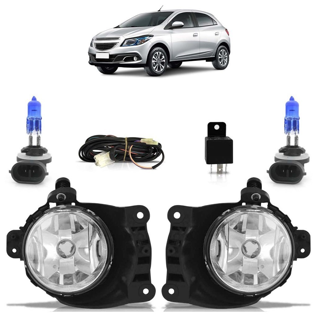 Kit Farol Milha Auxiliar Prisma 2012 2013 2014 2015 2016 2017 2018 2019 2020 Botão Universal + Lâmpada Super Branca H27 - Spare Parts and Accessories for Vehicles