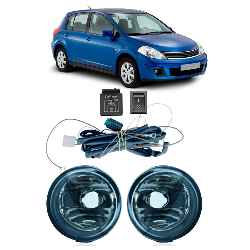 Kit Par Farol Milha Auxiliar Tiida 2007 2008 2009 2010 2011 2012 2013 Completo Botão Universal Lente Lisa Vidro em Oferta na Shopee