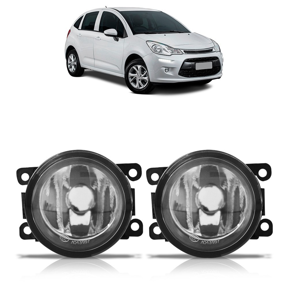 Farol Milha Auxiliar C3 2009 2010 2011 2012 2013 2014 2015 2016 2017 2018 2019 2020 Lente Lisa Vidro