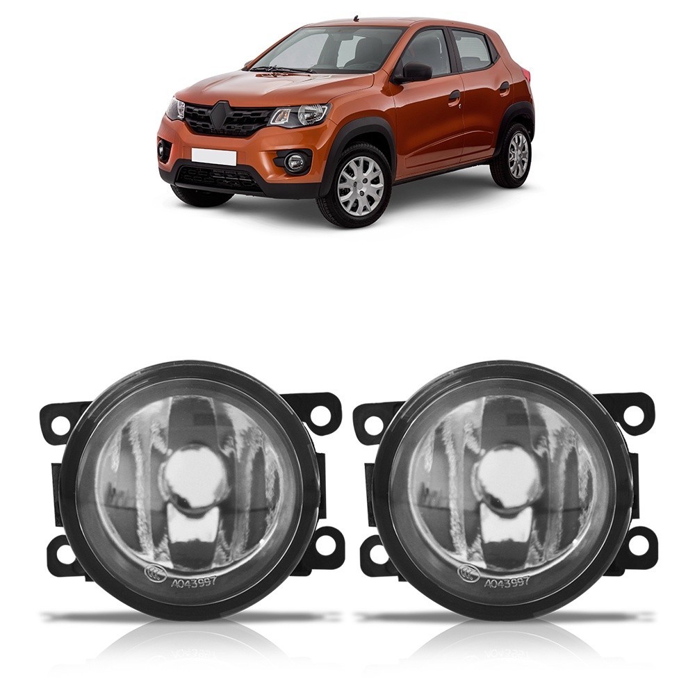 Par Farol Milha Auxiliar Kwid 2017 2018 2019 2020 2021 2022 Lente Lisa Vidro Cristal Foco Manual