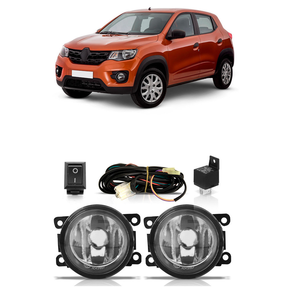 Farol Milha Auxiliar Kwid 2017 2018 2019 2020 2021 2022 Completo Lente Lisa Vidro Foco Manual em Oferta na Shopee