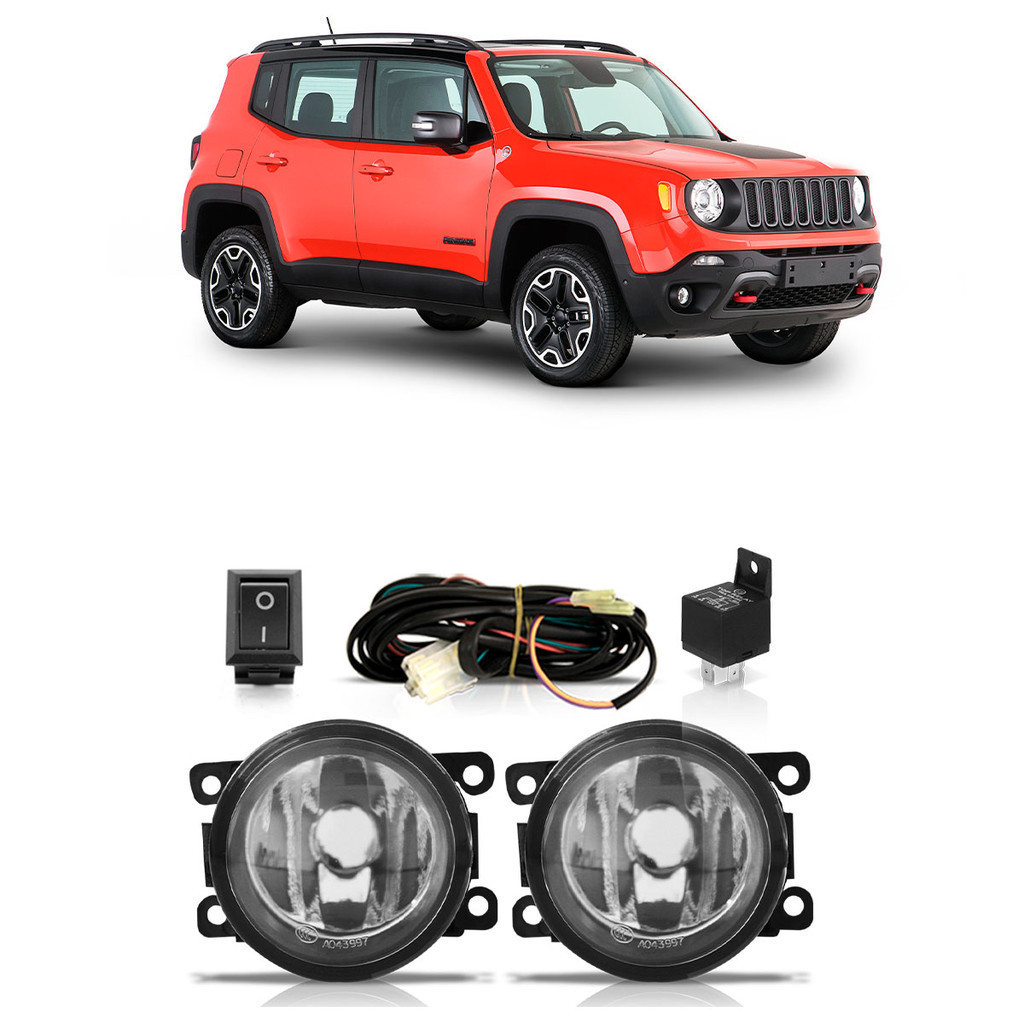 Farol Milha Auxiliar Renegade 2015 2016 2017 2018 2019 2020 2021 2022 Completo Lente Lisa Vidro em Oferta na Shopee