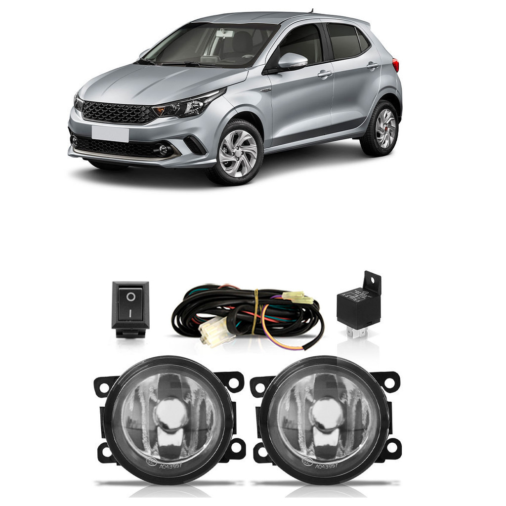 Kit Par Farol Milha Auxiliar Argo 2017 2018 2019 2020 Completo Lente Lisa Vidro em Oferta na Shopee