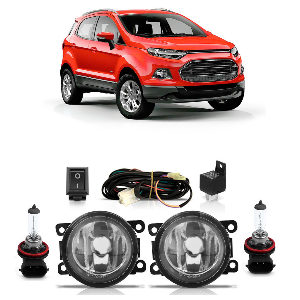 Kit Par Farol Milha Auxiliar Ecosport 2013 2014 2015 2016 2017 + Par Lâmpada Halógena Completo - Spare Parts and Accessories for Vehicles